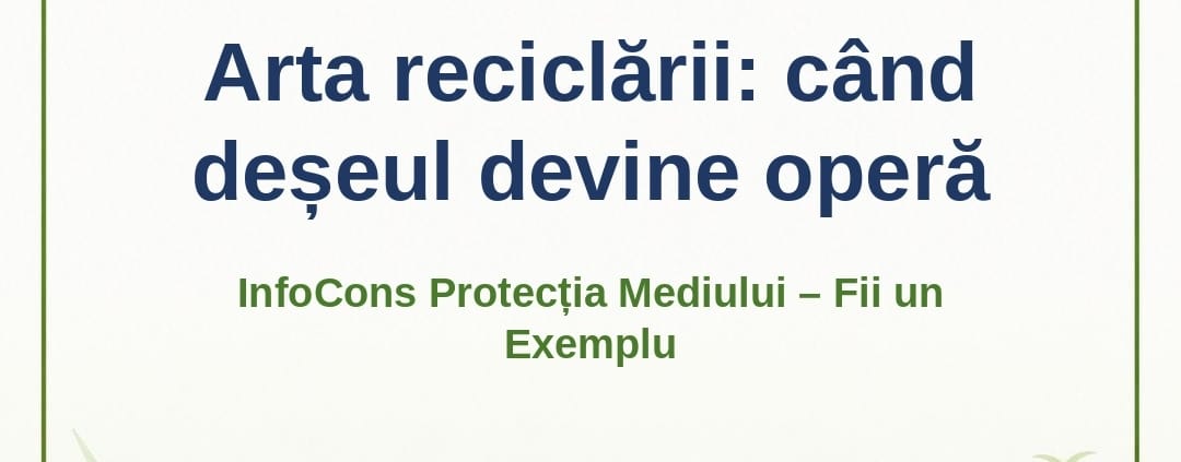 Arta reciclării : când deșeul devine operă – InfoCons Protecția Mediului – Fii un Exemplu – Adriana Calcan