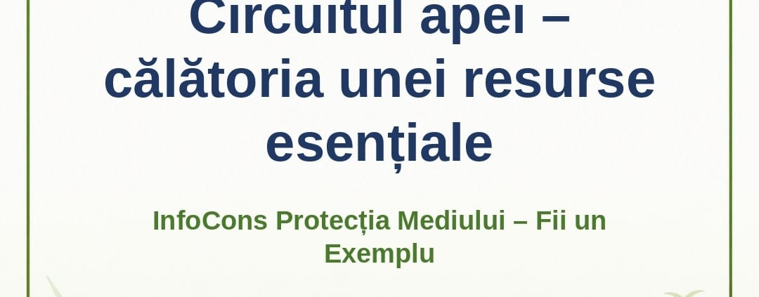 Circuitul apei – călătoria unei resurse esențiale – InfoCons Protecția Mediului – Fii un Exemplu – Adriana Calcan
